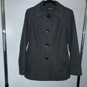 London Fog Charcoal gray Pea Coat Wool Blend Button Front Size S